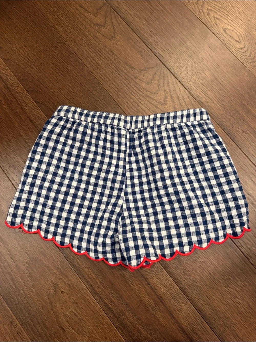 Old Navy Girls Gingham Scallop Hem Shorts Navy White Red Size 8 Medium C11-627